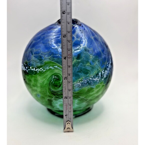 Kitras Art Glass Candle Dome Blue Green Van Glow Starry Night Luminary Used - Picture 10 of 13